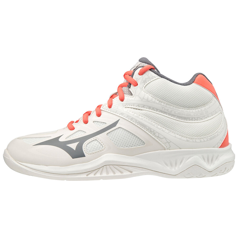 Sapatilhas Voleibol Mizuno Thunder Blade 2 Mid - Mulher - Branco/Coral - KBUVC2935